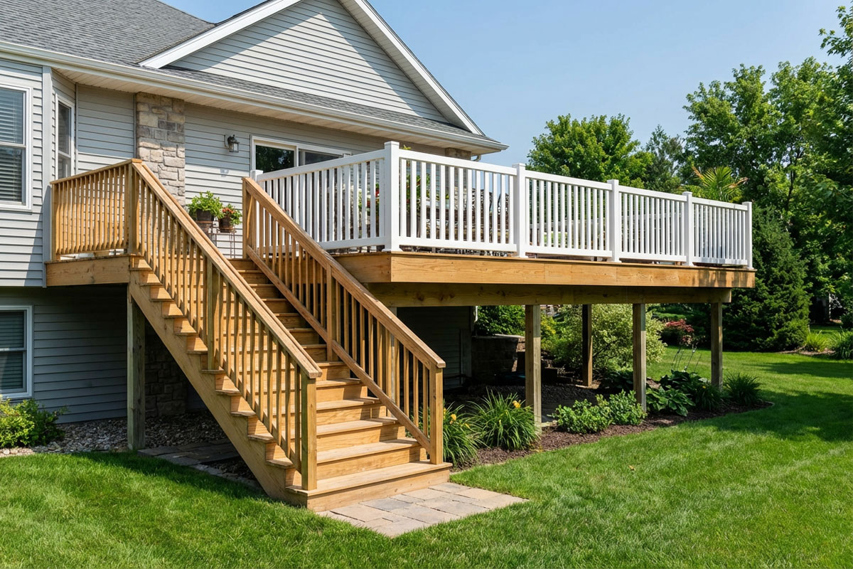 Multi-Level Wooden Deck – Luxury Outdoor Living at Its Finest