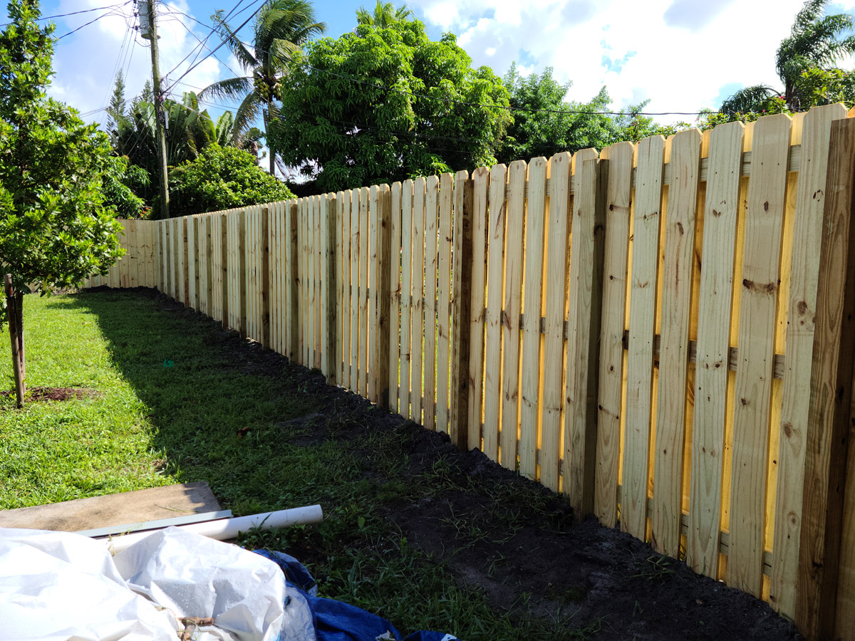 Wood fence construction job(1) Double-wooden fence installation