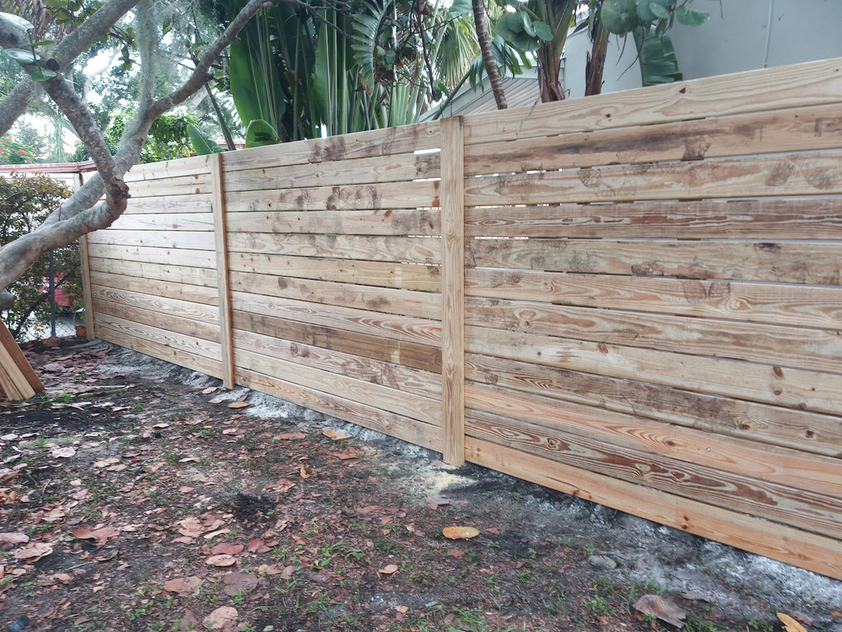 Horizontal Wooden Fence, in Broward, Florida