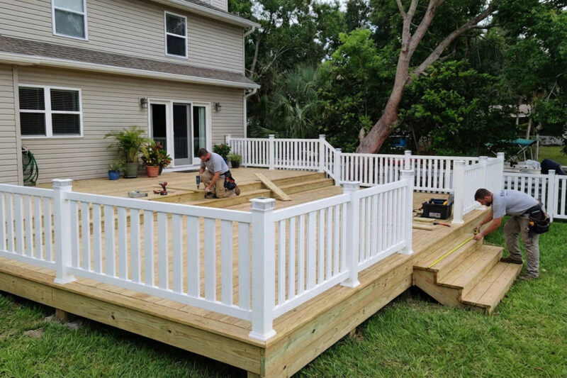 Custom Wooden Deck Contractor at work in South Florida