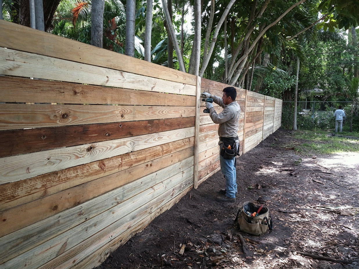 Wooden Fence Contractor – Broward County Horizontal Wooden Fence Installation